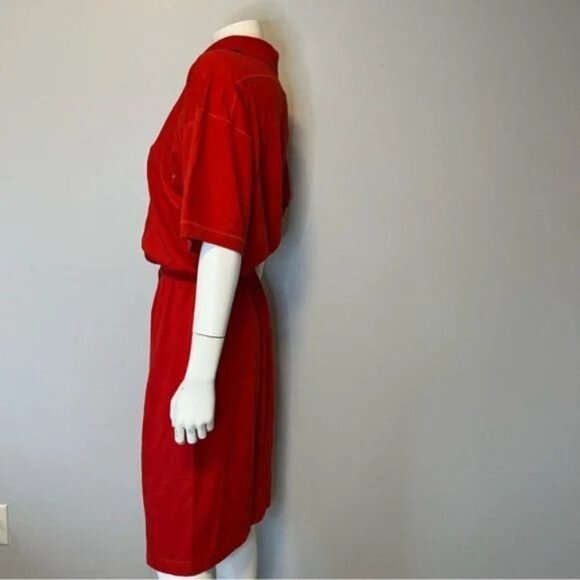 Vintage 90's red polo shirt dress 100% cotton by Liz Claiborne Size large - Picture 2 of 8
